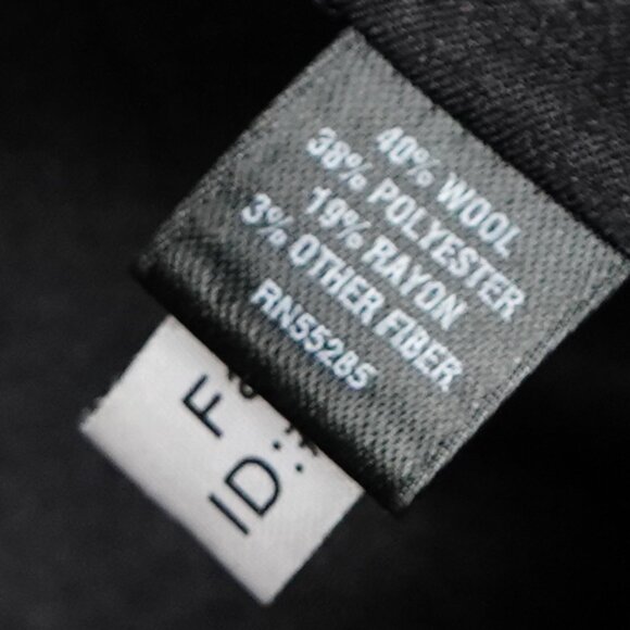 Express Plaid Coat Mod Academia Goth Classic Wool Blend Funnel Neck Long Peacoat - Picture 9 of 12